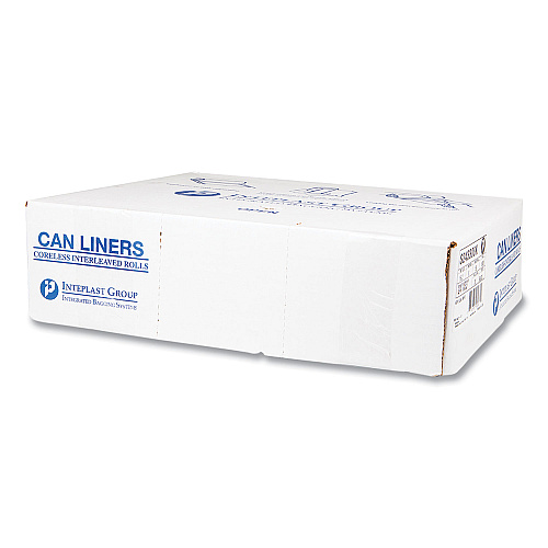 Inteplast Group High-Density Commercial Can Liners, 16 gal, 8 mic, 24" x 33", Black, Interleaved Roll, 50 Bags/Roll, 20 Rolls/Carton (S243308K)