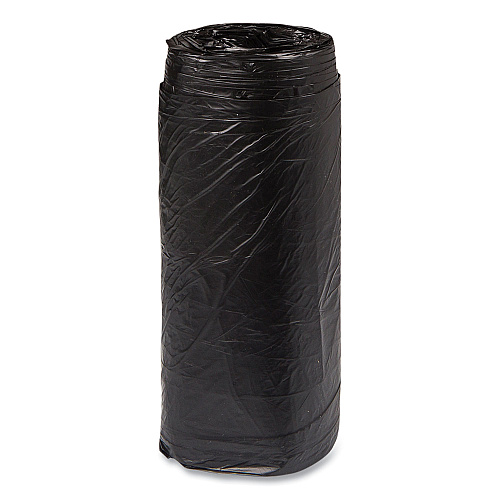 Inteplast Group High-Density Commercial Can Liners, 16 gal, 8 mic, 24" x 33", Black, Interleaved Roll, 50 Bags/Roll, 20 Rolls/Carton (S243308K)