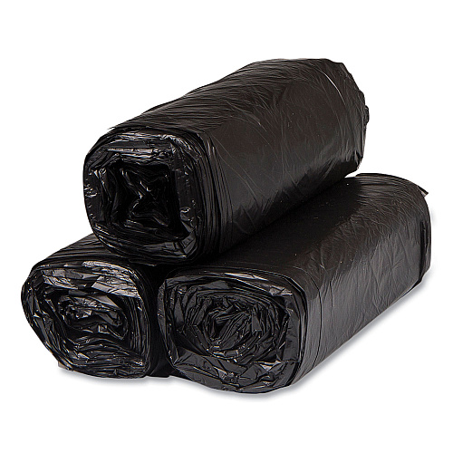 Inteplast Group High-Density Commercial Can Liners, 16 gal, 8 mic, 24" x 33", Black, Interleaved Roll, 50 Bags/Roll, 20 Rolls/Carton (S243308K)