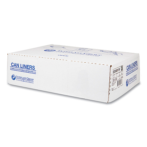 Inteplast Group High-Density Commercial Can Liners, 33 gal, 11 mic, 33" x 40", Clear, Interleaved Roll, 25 Bags/Roll, 20 Rolls/Carton (S334011N)