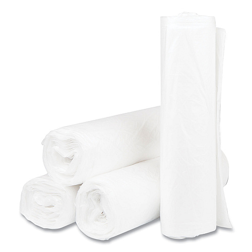 Inteplast Group High-Density Commercial Can Liners, 33 gal, 11 mic, 33" x 40", Clear, Interleaved Roll, 25 Bags/Roll, 20 Rolls/Carton (S334011N)