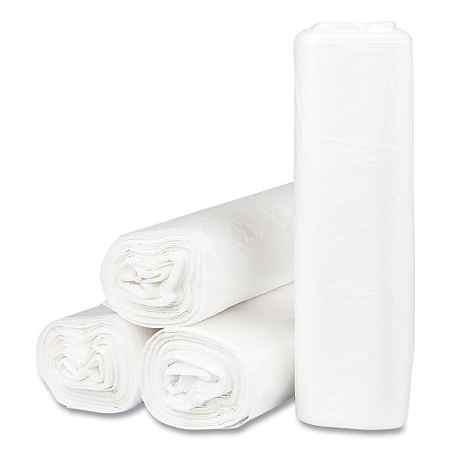 Inteplast Group High-Density Commercial Can Liners, 33 gal, 13 mic, 33" x 40", Clear, Interleaved Roll, 25 Bags/Roll, 20 Rolls/Carton (S334013N)