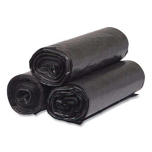 Inteplast Group High-Density Commercial Can Liners, 33 gal, 16 mic, 33" x 40", Black, Interleaved Roll, 25 Bags/Roll, 10 Rolls/Carton (S334016K)