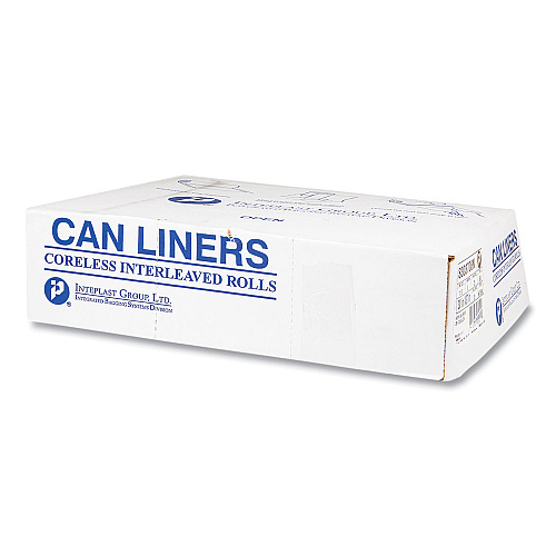 Inteplast Group High-Density Commercial Can Liners, 33 gal, 17 mic, 33" x 40", Clear, Interleaved Roll, 25 Bags/Roll, 10 Rolls/Carton (S334017N)