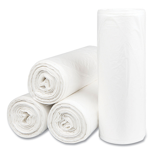 Inteplast Group High-Density Commercial Can Liners, 55 gal, 14 mic, 36" x 60", Clear, Interleaved Roll, 25 Bags/Roll, 8 Rolls/Carton (S366014N)
