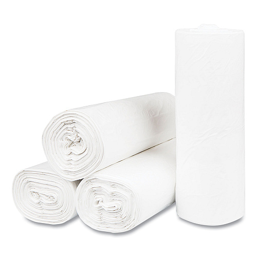 Inteplast Group High-Density Commercial Can Liners, 55 gal, 17 mic, 36" x 60", Clear, Interleaved Roll, 25 Bags/Roll, 8 Rolls/Carton (S366017N)