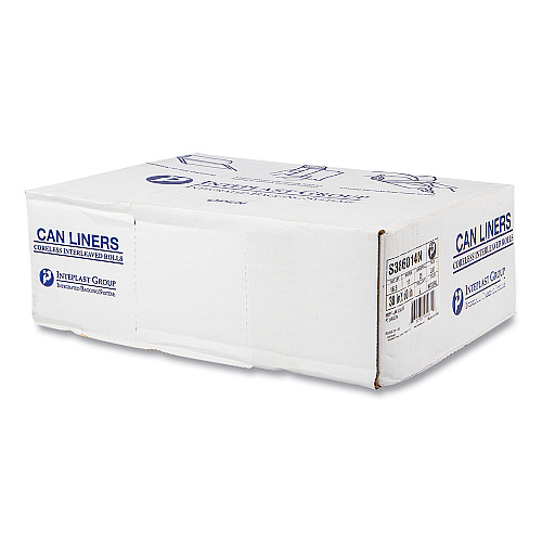 Inteplast Group High-Density Commercial Can Liners, 60 gal, 14 mic, 38" x 60", Clear, Interleaved Roll, 25 Bags/Roll, 8 Rolls/Carton (S386014N)