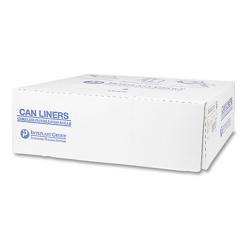 Inteplast Group High-Density Commercial Can Liners, 60 gal, 22 mic, 38" x 60", Clear, Interleaved Roll, 25 Bags/Roll, 6 Rolls/Carton (S386022N)