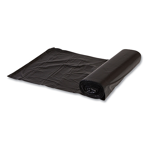 Inteplast Group High-Density Commercial Can Liners, 45 gal, 12 mic, 40" x 48", Black, Interleaved Roll, 25 Bags/Roll, 10 Rolls/Carton (S404812K)