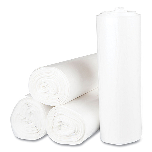 Inteplast Group High-Density Commercial Can Liners, 45 gal, 12 mic, 40" x 48", Clear, Interleaved Roll, 25 Bags/Roll, 10 Rolls/Carton (S404812N)