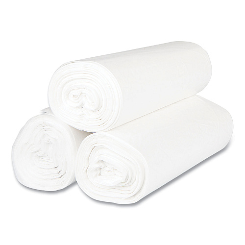 Inteplast Group High-Density Commercial Can Liners, 45 gal, 12 mic, 40" x 48", Clear, Interleaved Roll, 25 Bags/Roll, 10 Rolls/Carton (S404812N)