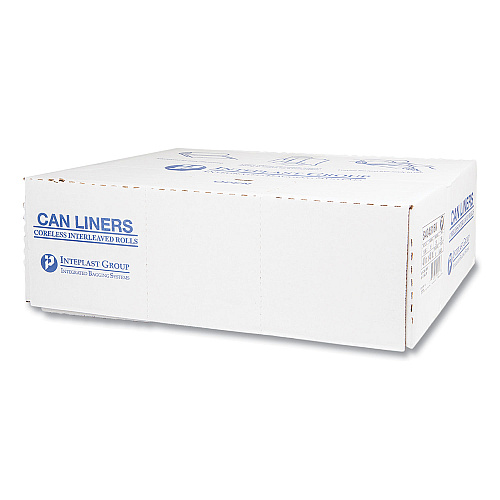 Inteplast Group High-Density Commercial Can Liners, 45 gal, 16 mic, 40" x 48", Black, Interleaved Roll, 25 Bags/Roll, 10 Rolls/Carton (S404816K)