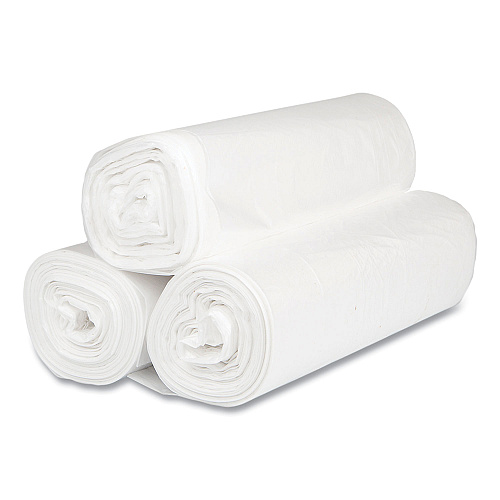 Inteplast Group High-Density Commercial Can Liners, 45 gal, 16 mic, 40" x 48", Clear, Interleaved Roll, 25 Bags/Roll, 10 Rolls/Carton (S404816N)