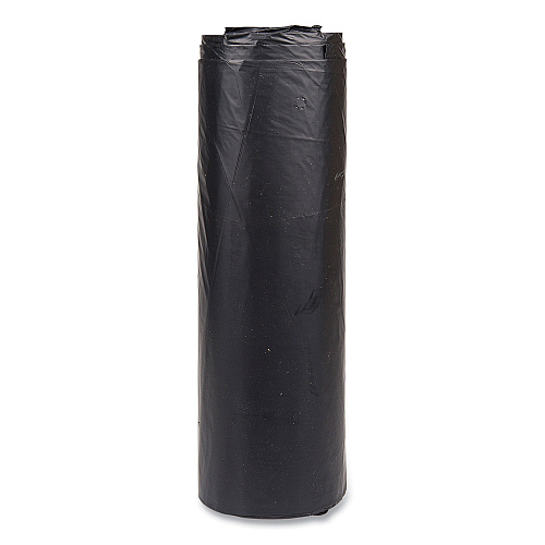 Inteplast Group High-Density Commercial Can Liners, 45 gal, 22 mic, 40" x 48", Black, Interleaved Roll, 25 Bags/Roll, 6 Rolls/Carton (S404822K)