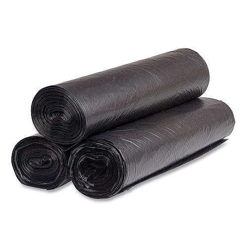 Inteplast Group High-Density Commercial Can Liners, 60 gal, 16 mic, 43" x 48", Black, Interleaved Roll, 25 Bags/Roll, 8 Rolls/Carton (S434816K)