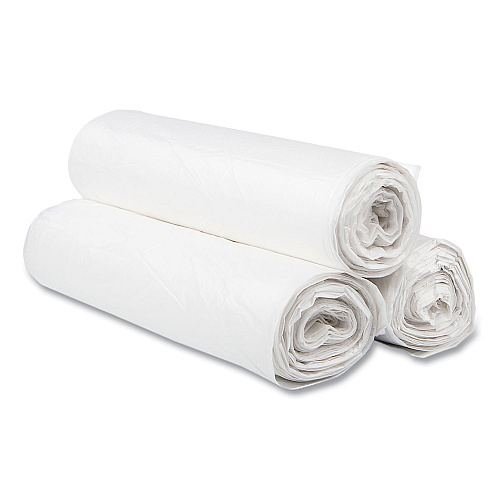 Inteplast Group High-Density Commercial Can Liners, 60 gal, 16 mic, 43" x 48", Natural, Interleaved Roll, 25 Bags/Roll, 8 Rolls/Carton (S434816N)