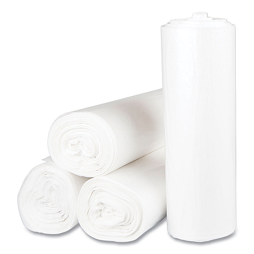 Inteplast Group High-Density Commercial Can Liners, 60 gal, 17 mic, 43" x 48", Clear, Interleaved Roll, 25 Bags/Roll, 8 Rolls/Carton (S434817N)
