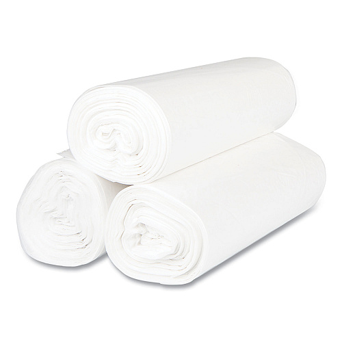Inteplast Group High-Density Commercial Can Liners, 60 gal, 17 mic, 43" x 48", Clear, Interleaved Roll, 25 Bags/Roll, 8 Rolls/Carton (S434817N)