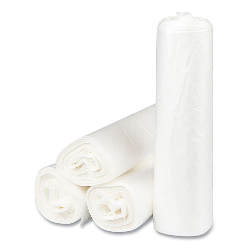 Inteplast Group High-Density Commercial Can Liners, 56 gal, 22 mic, 43" x 48", Natural, Interleaved Roll, 25 Bags/Roll, 8 Rolls/Carton (S434822N)