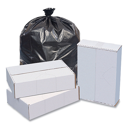 Inteplast Group High-Density Commercial Can Liner Value Pack, 60 gal, 19 mic, 38" x 58", Black, Interleaved Roll, 25 Bags/Roll, 6 Rolls/CT (VALH3860K22)