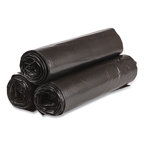 Inteplast Group High-Density Commercial Can Liner Value Pack, 45 gal, 19 mic, 40" x 46", Black, Interleaved Roll, 25 Bags/Roll, 6 Rolls/CT (VALH4048K22)