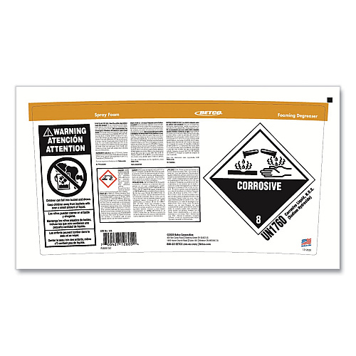 Betco Spray Foam Degreaser, Unscented, 5 gal Pail (1260500)
