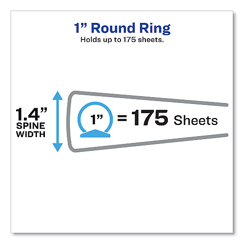 Avery Flexi-View Binder with Round Rings, 3 Rings, 1" Capacity, 11 x 8.5, Blue (17607)