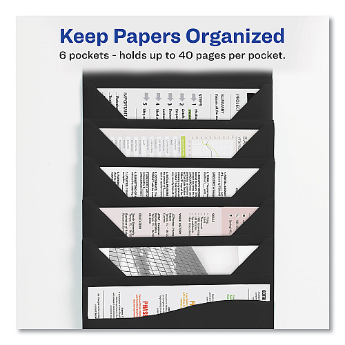 Avery Slide and View Expanding File, 6 Sections, Hook/Loop Closure, Letter Size, Black (73542)