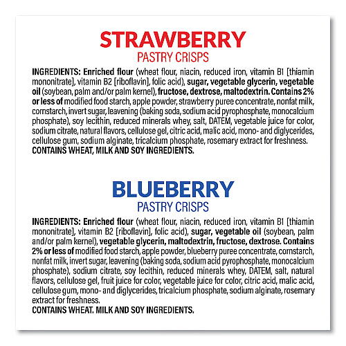 Kellogg's Special K Pastry Crisps, (36) Strawberry; (24) Blueberry, 0.88 oz, 2/Pouch, 30 Pouches/Carton (22001007)
