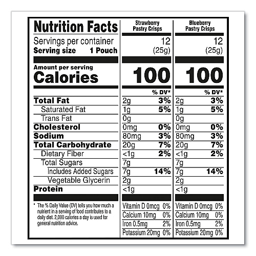 Kellogg's Special K Pastry Crisps, (36) Strawberry; (24) Blueberry, 0.88 oz, 2/Pouch, 30 Pouches/Carton (22001007)