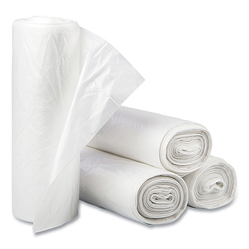 Inteplast Group High-Density Commercial Can Liners, 30 gal, 13 mic, 30" x 37", Clear, Interleaved Roll, 25 Bags/Roll, 20 Rolls/Carton (S303713N)
