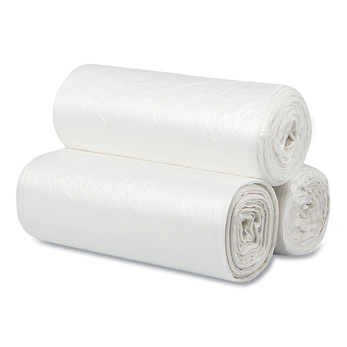 Inteplast Group High-Density Commercial Can Liners, 60 gal, 12 mic, 38" x 60", Clear, Interleaved Roll, 25 Bags/Roll, 8 Rolls/Carton (S386012N)