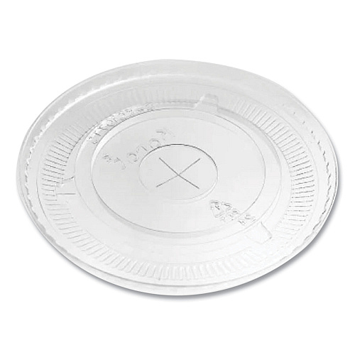 Karat PET Lids, Flat with Straw Slot, Fits 32 oz Cold Cups, Clear 500/Carton (CKC107TS)