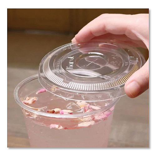Karat PET Lids, Flat with Straw Slot, Fits 12 oz to 24 oz Cold Cups, Clear, 1,000/Carton (CKC626TS)