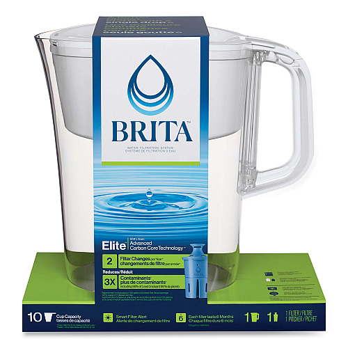 Brita Tahoe Water Pitcher with Elite Filter, 10 Cups, Bright White, 2/Carton (50688CT)