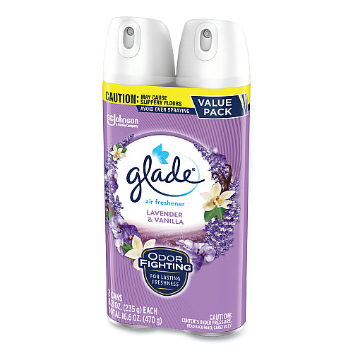 Glade Air Freshener, Lavender & Vanilla, Scent, 8.3 oz Aerosol Spray, 2/Pack, 3 Packs/Carton (357477)