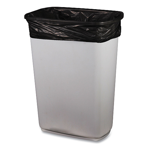 Boardwalk Low-Density Waste Can Liners, 23 gal, 0.9 mil, 28" x 45", Black, Perforated Roll, 25 Bags/Roll, 8 Rolls/Carton (BWK2845SJB)