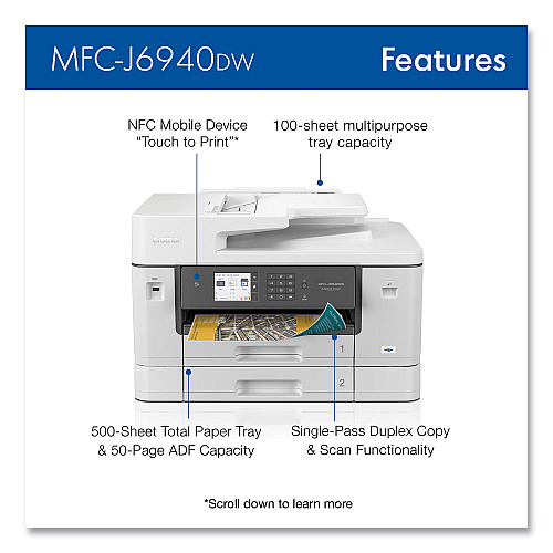 Brother MFC-J6940DW Color All-in-One Inkjet Printer, Copy/Fax/Print/Scan