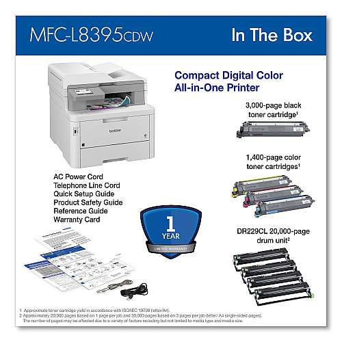 Brother Workhorse MFC-L8395CDW Digital Color All-in-One Printer, Copy/Fax/Print/Scan