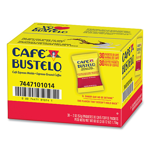 Cafe Bustelo Coffee, Espresso, 2oz Fraction Pack, 30/Carton (01014)