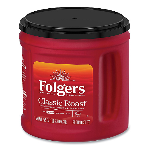 Folgers Coffee, Classic Roast, Ground, 25.9 oz Canister (20421EA)