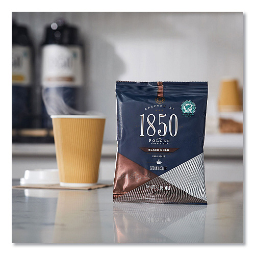 1850 Coffee Fraction Packs, Black Gold, Dark Roast, 2.5 oz Pack, 24 Packs/Carton (21512)
