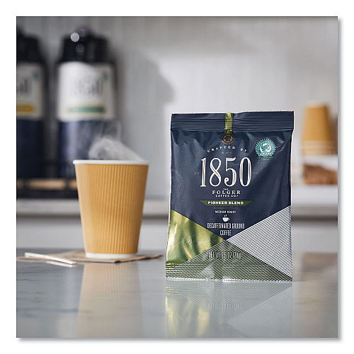 1850 Coffee Fraction Packs, Pioneer Blend Decaf, Medium Roast, 2.5 oz Pack, 24 Packs/Carton (21513)