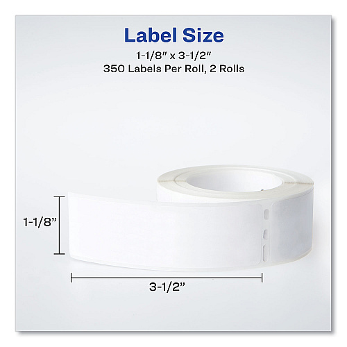 Avery Multipurpose Thermal Labels, 3.5 x 1.3, White, 350/Roll, 2 Rolls/Box (4183)