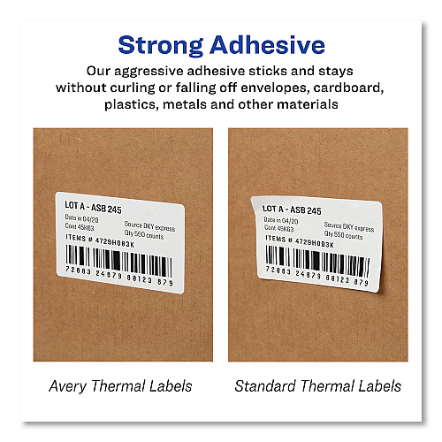 Avery Multipurpose Thermal Labels, 3.5 x 1.3, White, 350/Roll, 2 Rolls/Box (4183)