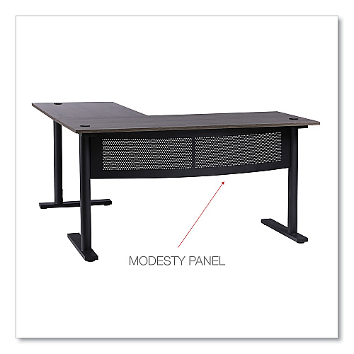 Workspace by Alera L-Shaped Writing Desk, 59.05" x 59.05" x 29.53", Gray/Black (ALEWSL5959GB)