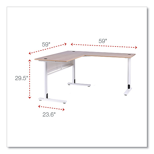 Workspace by Alera L-Shaped Writing Desk, 59.05" x 59.05" x 29.53", Beigewood/White (ALEWSL5959WB)