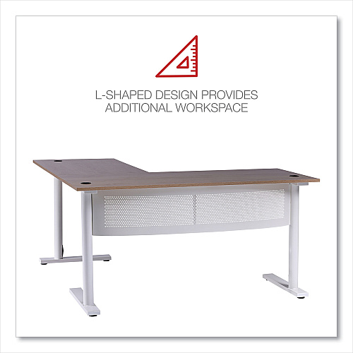 Workspace by Alera L-Shaped Writing Desk, 59.05" x 59.05" x 29.53", Beigewood/White (ALEWSL5959WB)