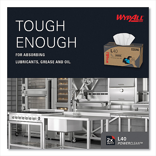 WypAll L40 Towels, POP-UP Box, 10.8 x 10, White, 90/Box, 9 Boxes/Carton (03046)