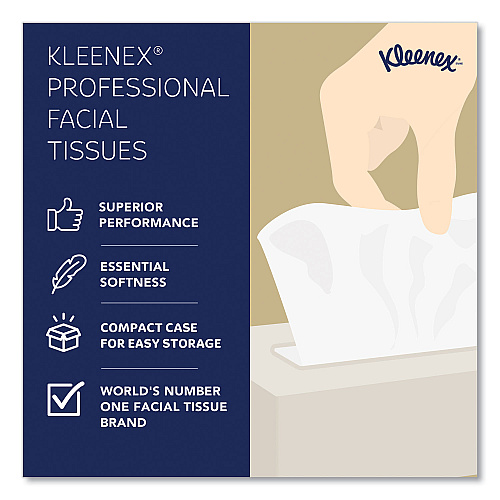 Kleenex White Facial Tissue for Business, 2-Ply, 125 Sheets/Box, 12 Boxes/Carton (03076)